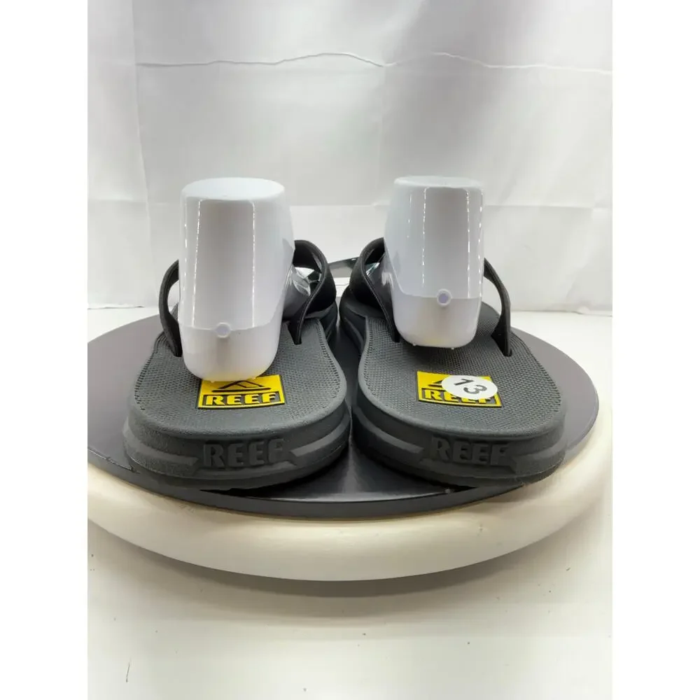 Reef Phantoms TQT Mens Sz 13‎ Flip Flop Black Grey Slip On Sandals Bottle Opener